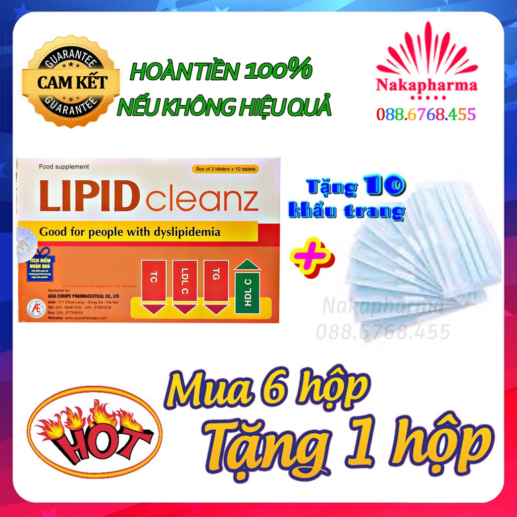 ✅ [KÈM QUÀ] Lipid Cleanz - Giảm cholesterol trong máu, ngừa xơ vữa động mạch, rối loạn lipid máu - LipidCleanz