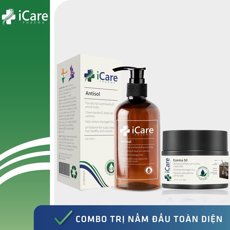 Combo Ezema 50 & Dầu Gội Sạch Gàu Antisol Icare Pharma