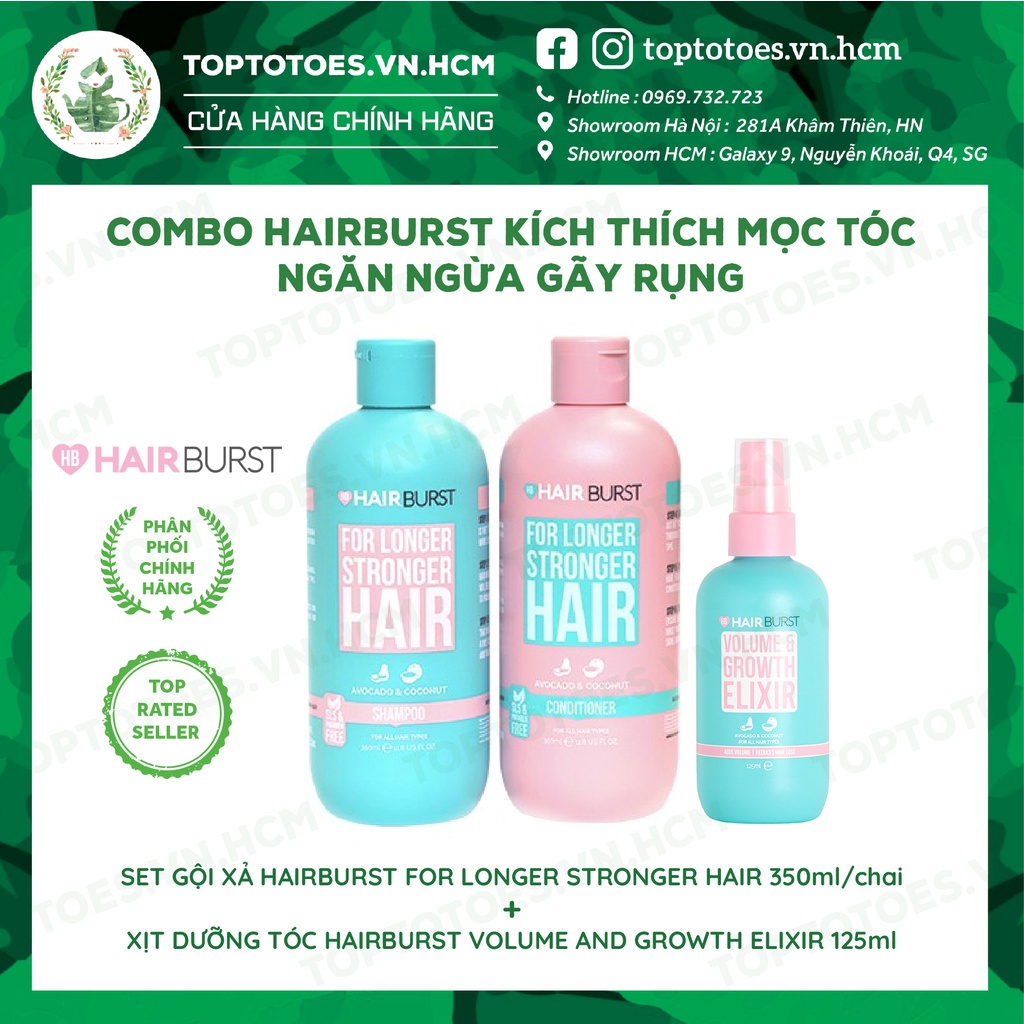 Combo Gội Xả + Xịt Dưỡng Kích Mọc Tóc Hairburst  [NHẬP KHẨU CHÍNH HÃNG 100%]