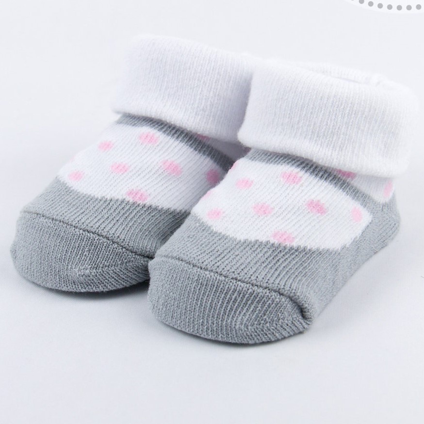 Hộp tất cho bé sơ sinh hộp đơn màu trắng xám chấm bi Mother's Choice - chất liệu co giãn mềm mại size 0-6M IT11571