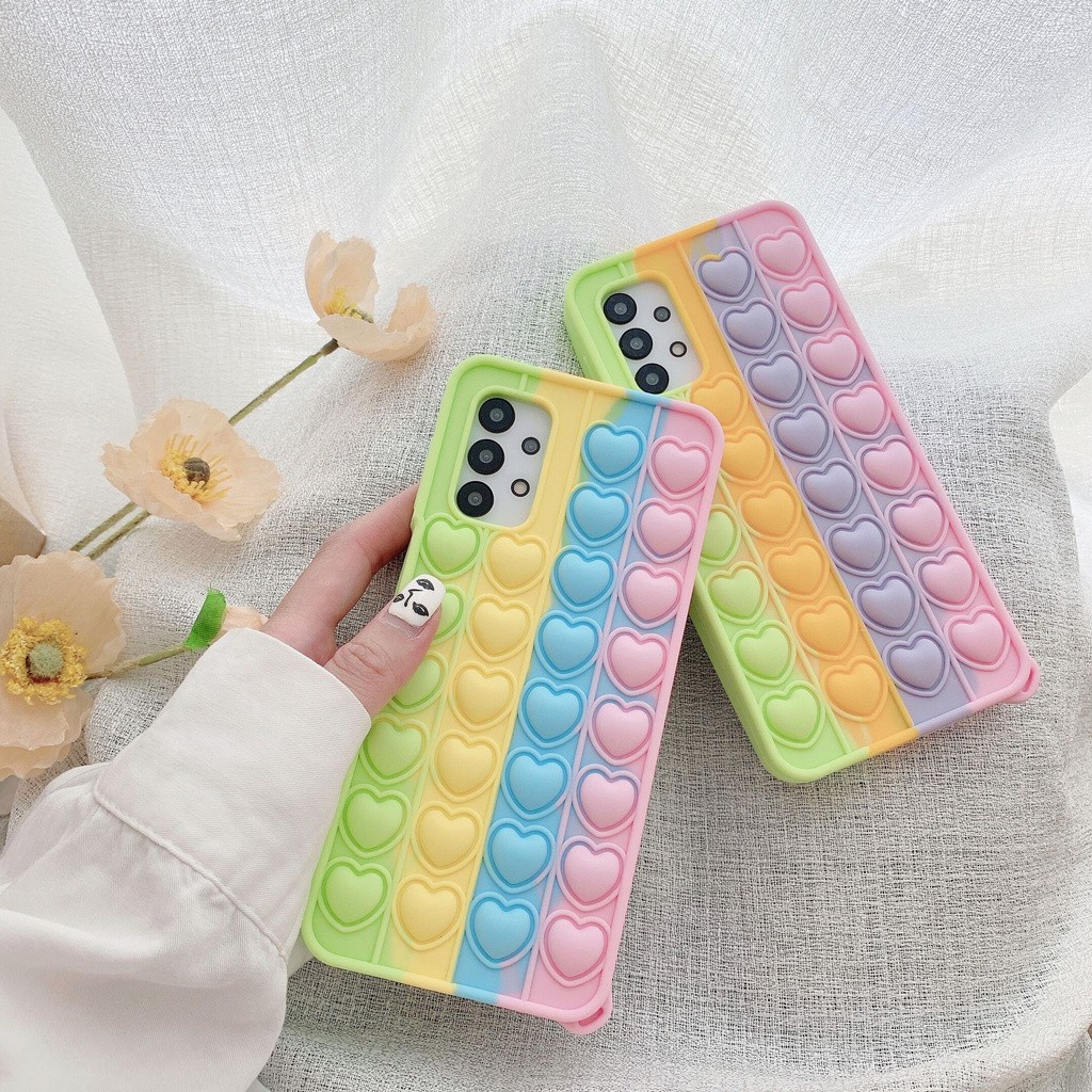 Ốp điện thoại silicon bong bóng giảm căng thẳng cho Samsung Galaxy S9 S10 S20 S21 Plus S21 Note 20 Ultra Note 9 10 Pro