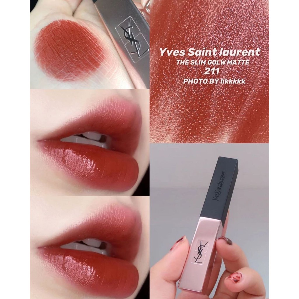 Son YSL Rouge Pur Couture The Slim Glow Matte, Son lì có dưỡng mềm môi cao cấp phiên bản mới vỏ vàng hồng sang chảnh | BigBuy360 - bigbuy360.vn