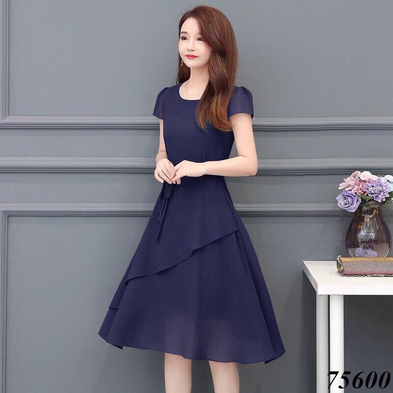 Đầm voan chiffon xếp tà nhẹ nhàng nữ tính cho phái đẹp / có size XXL