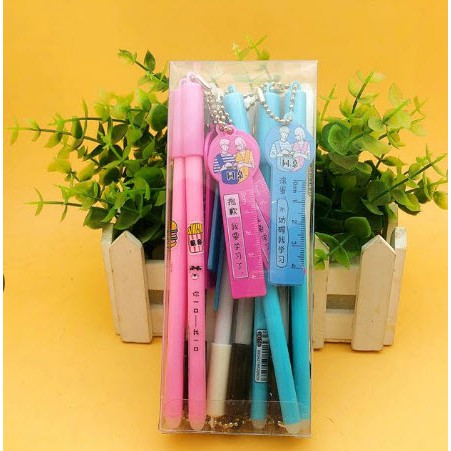 Bút thước cô gái chàng trai D232 hoạt hình dễ thương kute viết gel