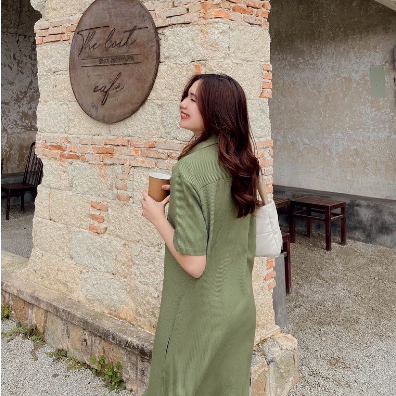 ĐẦM SƠMI TAY NGẮN FABRI DRESS thiết kế hoạ tiết kẻ sọc form suông rộng oversize mặc thoải mái style ullzang hàn quốc