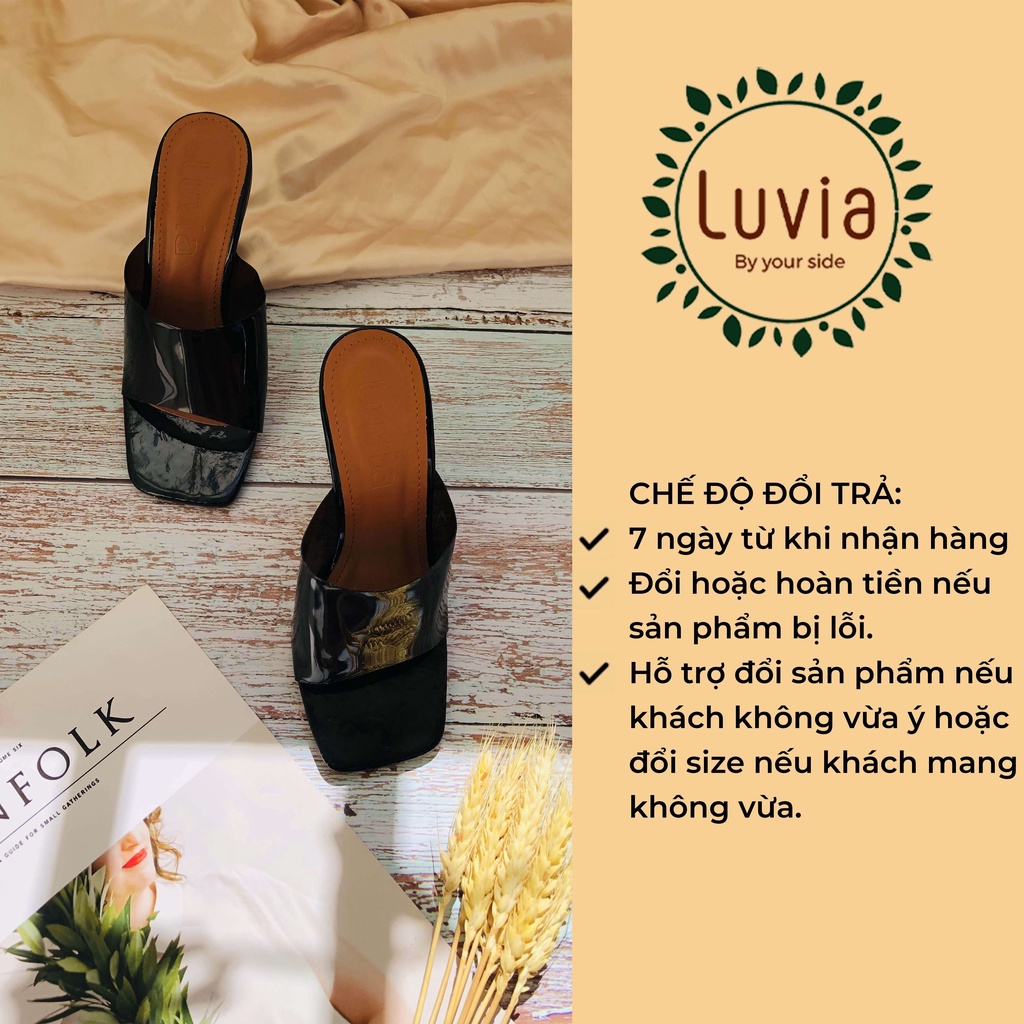 Giày cao gót nữ 9 phân gót mica quai màu đục Luvia 46CG