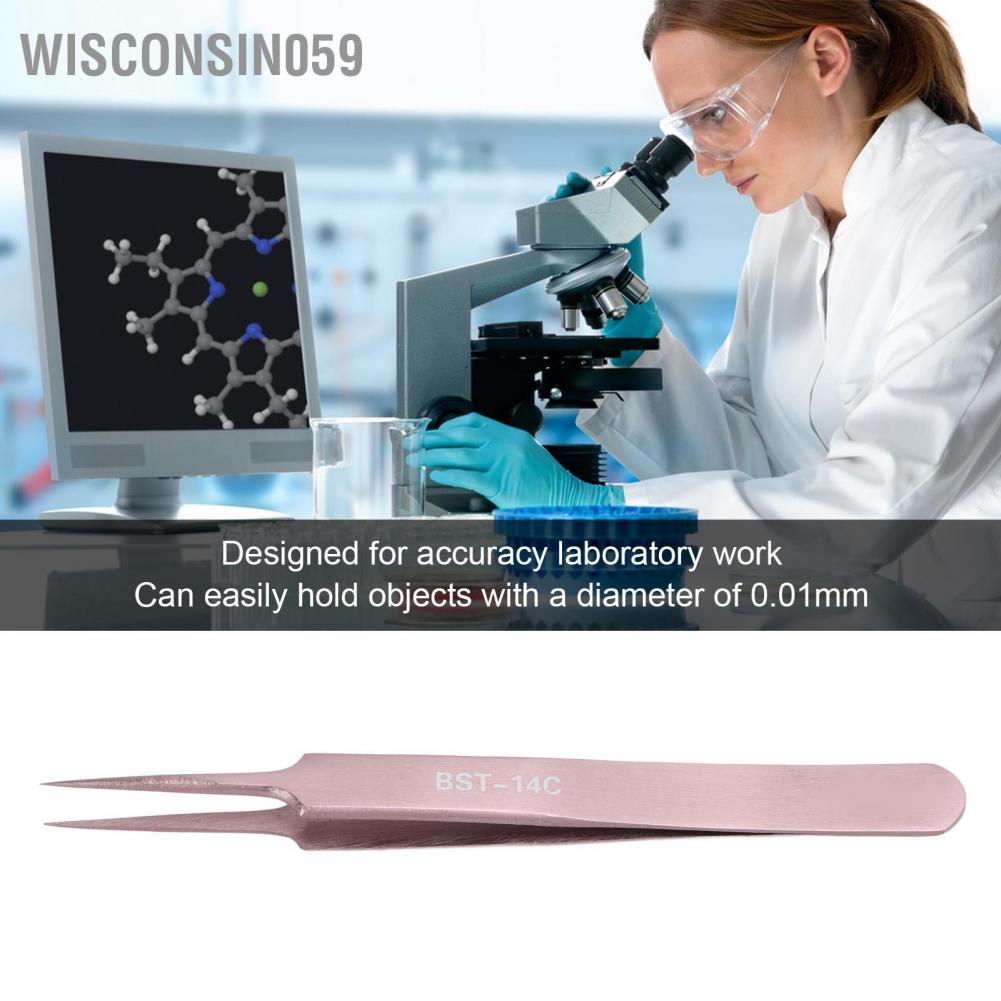Wisconsin059 Stainless Tweezers Colored Point Head Wear Acid Resistant Industrial For PCB Semiconductors laboratory