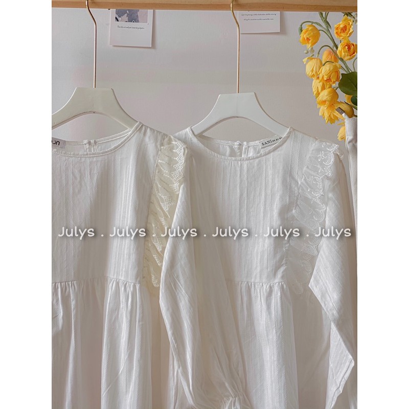 Áo babydoll trắng bèo ren (ảnh thật shop chụp kèm video cận chất)