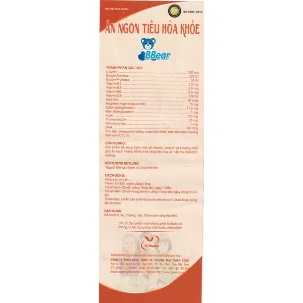 Siro Ăn Ngon Tiêu Hóa Khỏe Bbear Thành Công 20 Ống