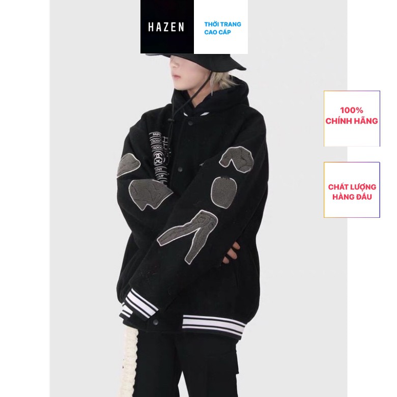 Áo khoác bomber/ vasity thêu logo phong cách Hàn Quốc