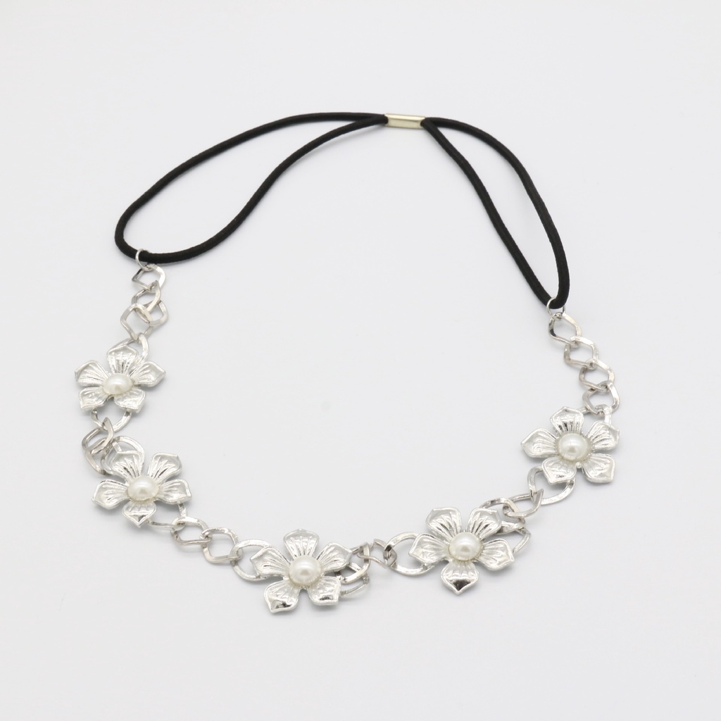 Băng đô cài tóc hình hoa đính ngọc trai/ hình tròn phong cách retro Hàn Quốc