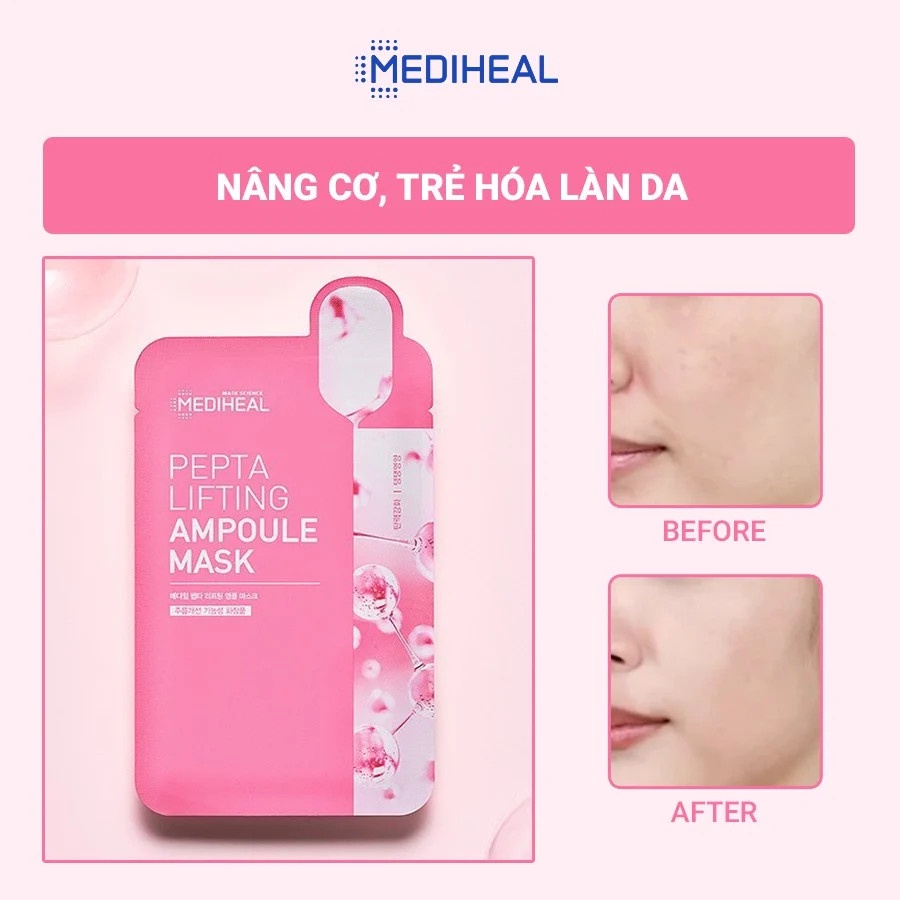 Combo 10 Mặt nạ nâng cơ chống lão hoá Mediheal Ampoule Mask 20ml x 10 - Pepta Lifting