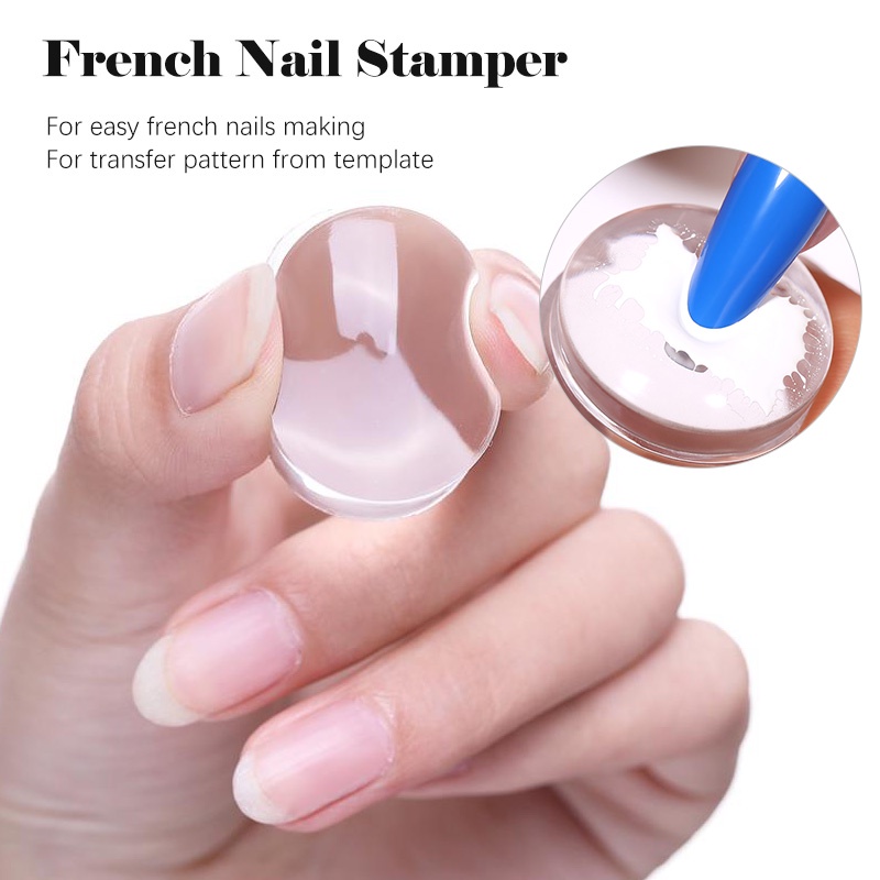 Dụng cụ in hình móng tay BORN PRETTY bằng silicone trong suốt kèm nắp trong suốt