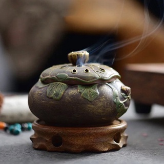 Lư xông trầm gốm hình hoa sen