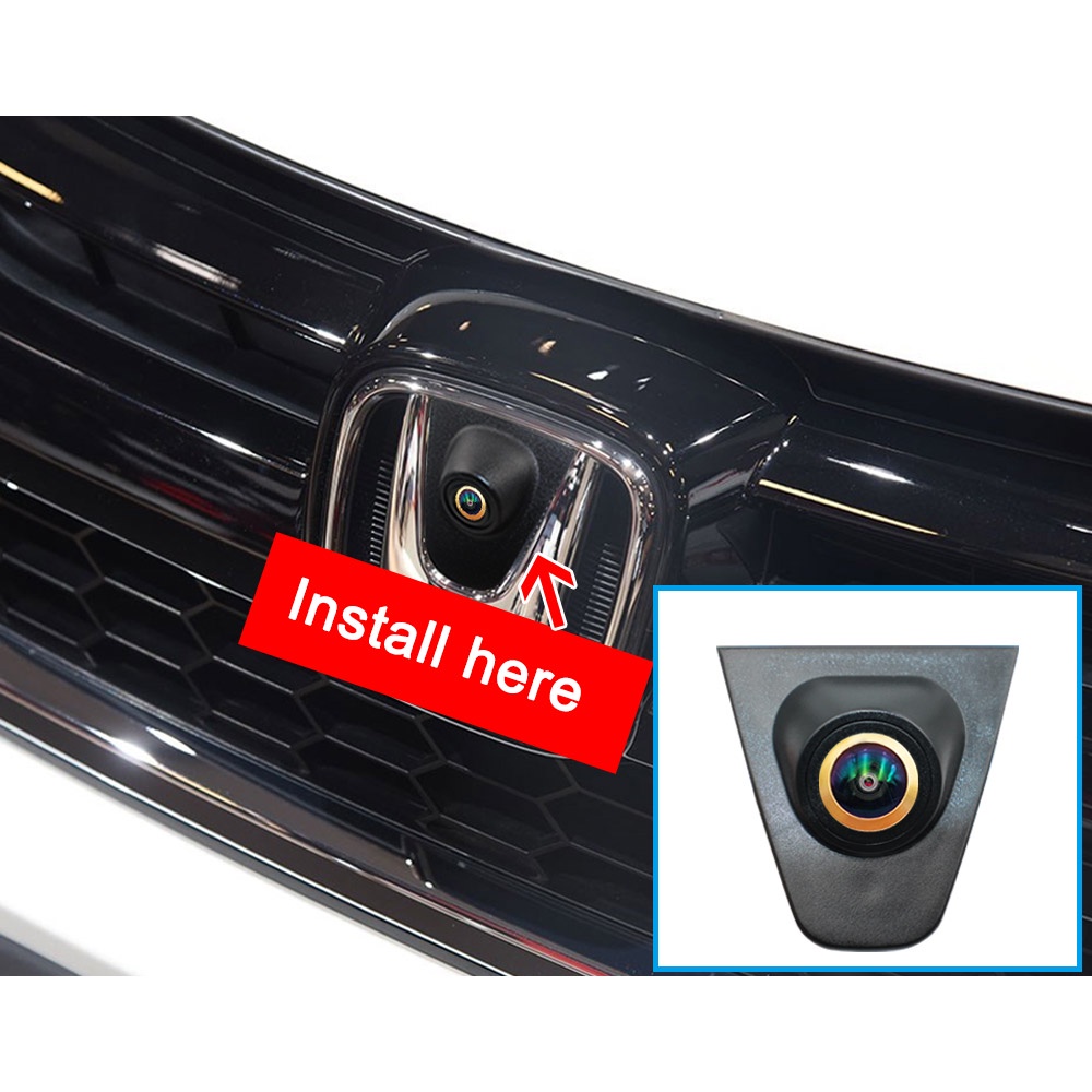 Smartour Xe Đặc Biệt Logo Mark Biểu Tượng Ống Kính Vàng 180 Độ Camera Trước Cho Xe Honda Accord CRV Civic Fit City 2013 ~ 2019