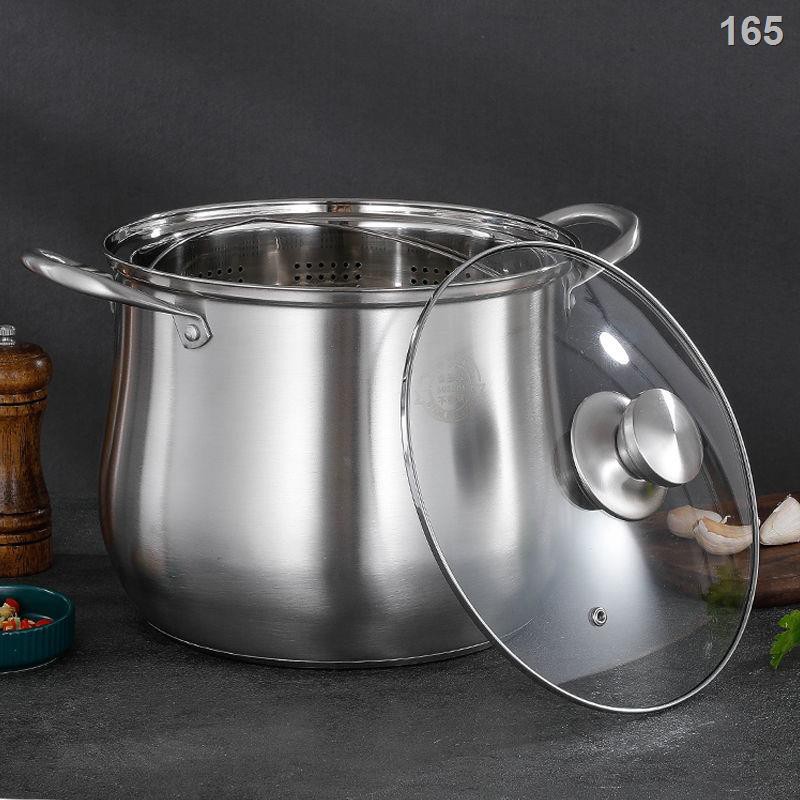 ANồi hấp inox dày dặn nồi canh gia dụng dung tích lớn bếp từ 28cm nồi nấu cháo nồi nấu phở có gas