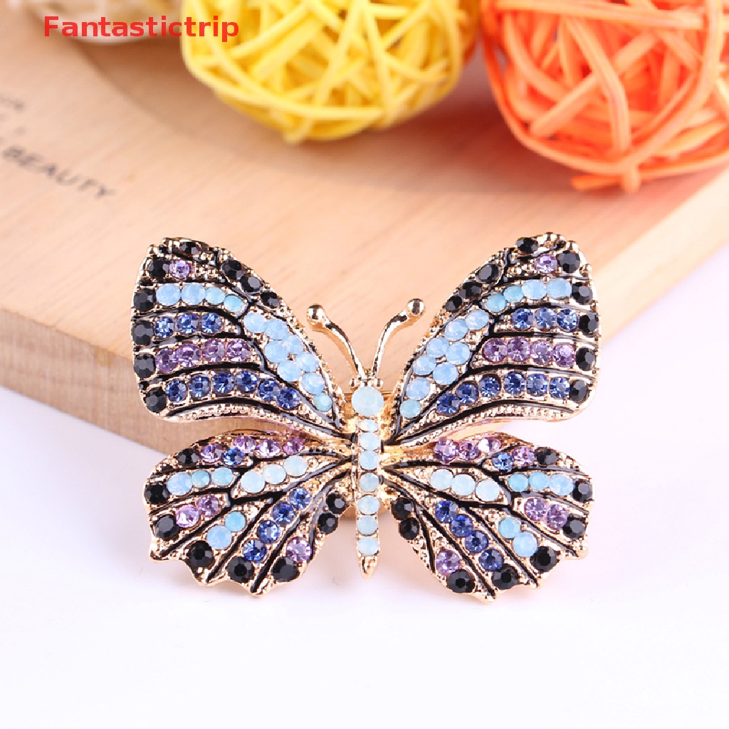 Ghim Cài Áo Hình Bướm Đính Đá Pha Lê Thanh Lịch Thời Trang Cho Nữ