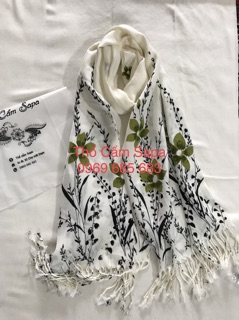 🧣🧣🧣Khăn Hoạ Tiết Hoa Trắng 🎀🎀🎀