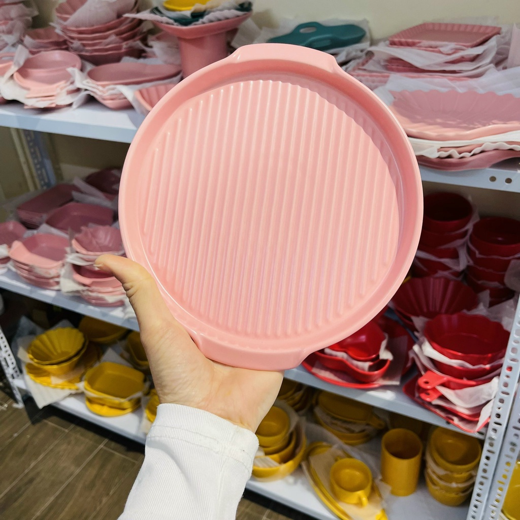 Bát đĩa gốm sứ decor trang trí đồ ăn siêu đẹp khay nướng có tai cầm