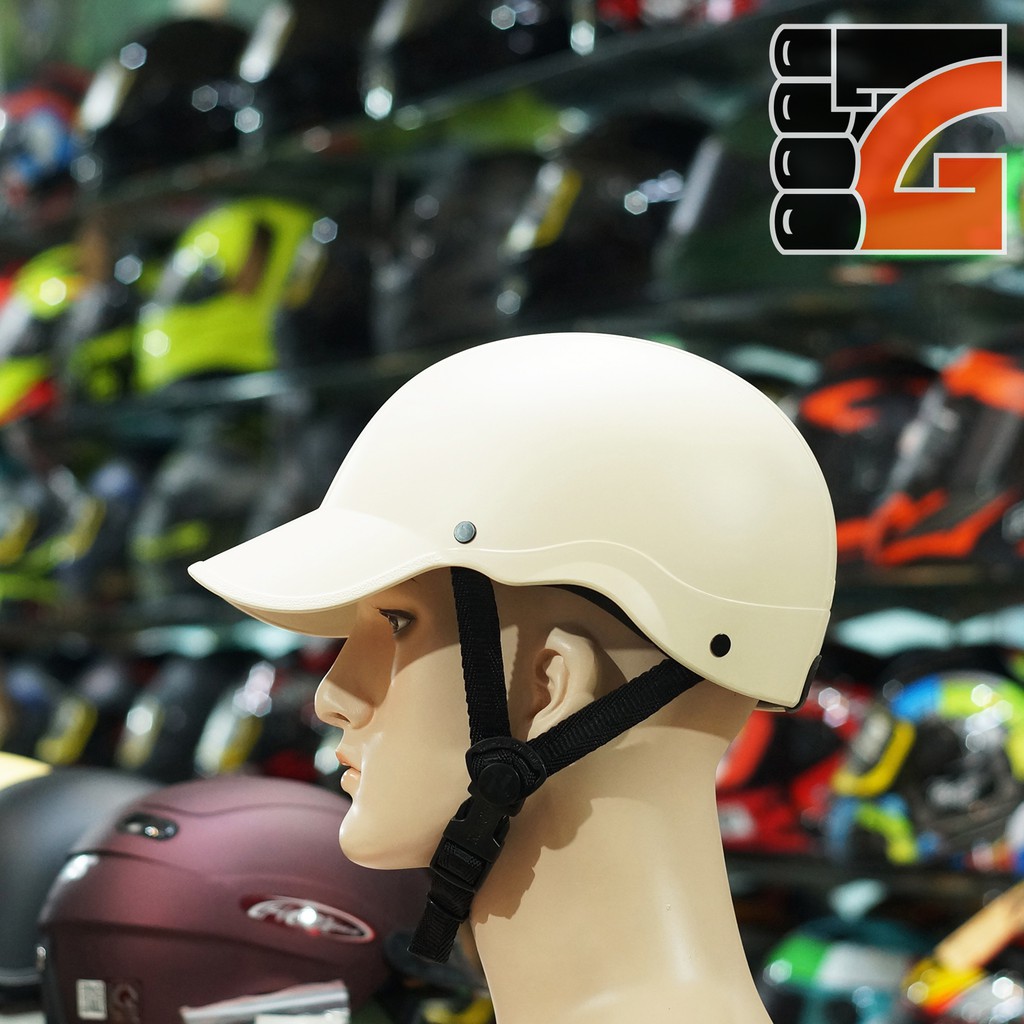 Mũ Bảo Hiểm 1/2 NAPOLI Nón Kết màu kem Trẻ Trung - FREESIZE 54-59cm - Dùng cho người đi moto, xe máy