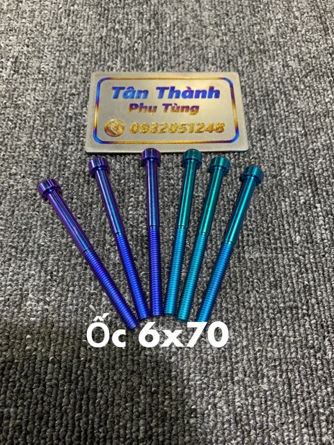 Ốc Titan GR5 6x50, 6x65, 6x70, 6x80, 6x90 xanh tím, lục bảo kiểu có gờ