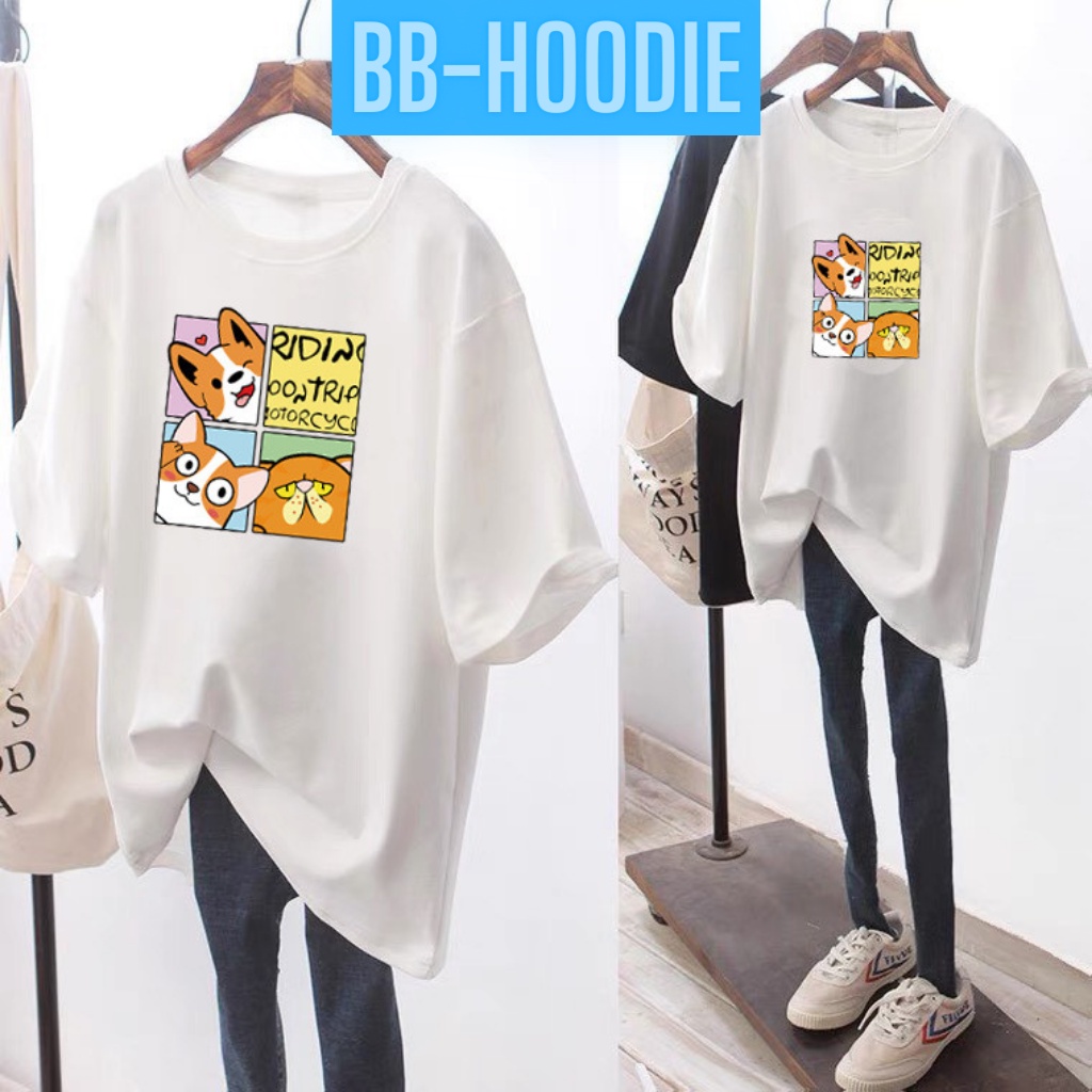 ÁO THUN FORM RỘNG NAM NỮ IN PÉT ICON CÚN CỰC ĐẸP
