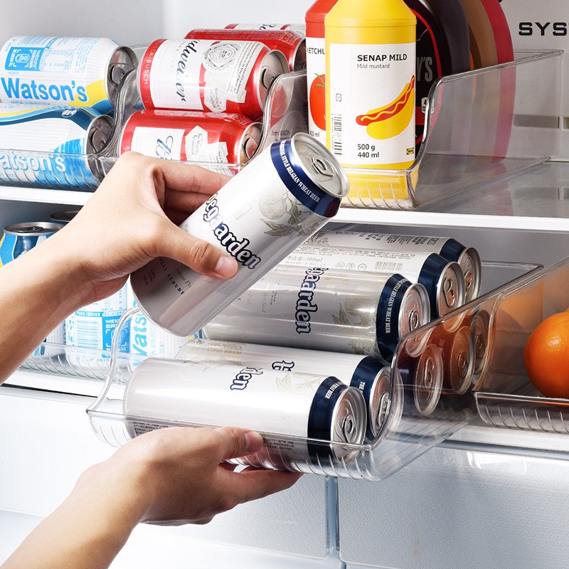 Khay nhựa 1 tầng đựng lon nước ngọt và bia trong tủ lạnh