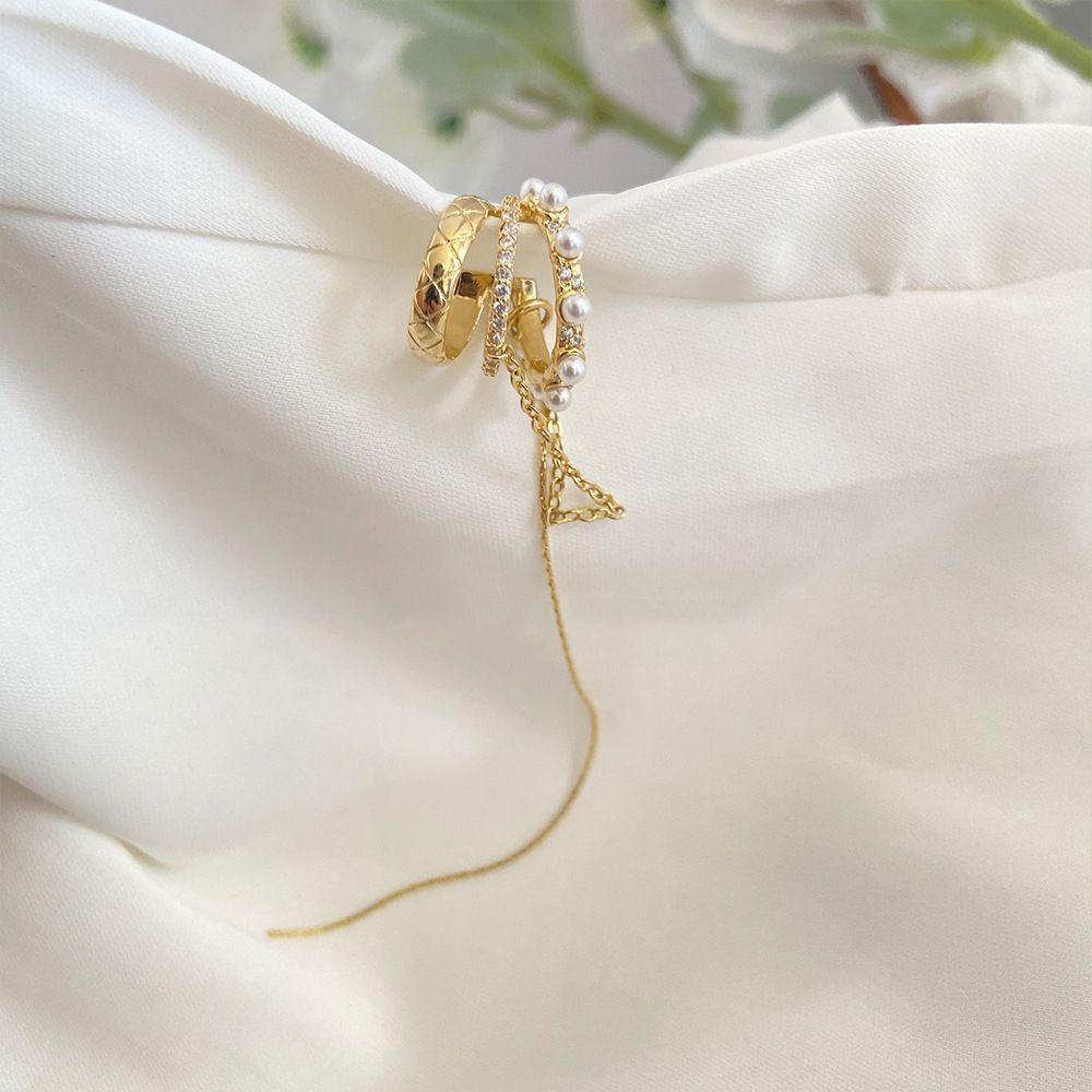 Bông Tai Thời Trang Kiểu Kẹp Dài Nhiều Lớp Cho Nữ VANES1