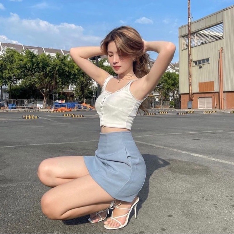 Chân váy chữ A cạp cao chất đẹp tôn dáng Michi
