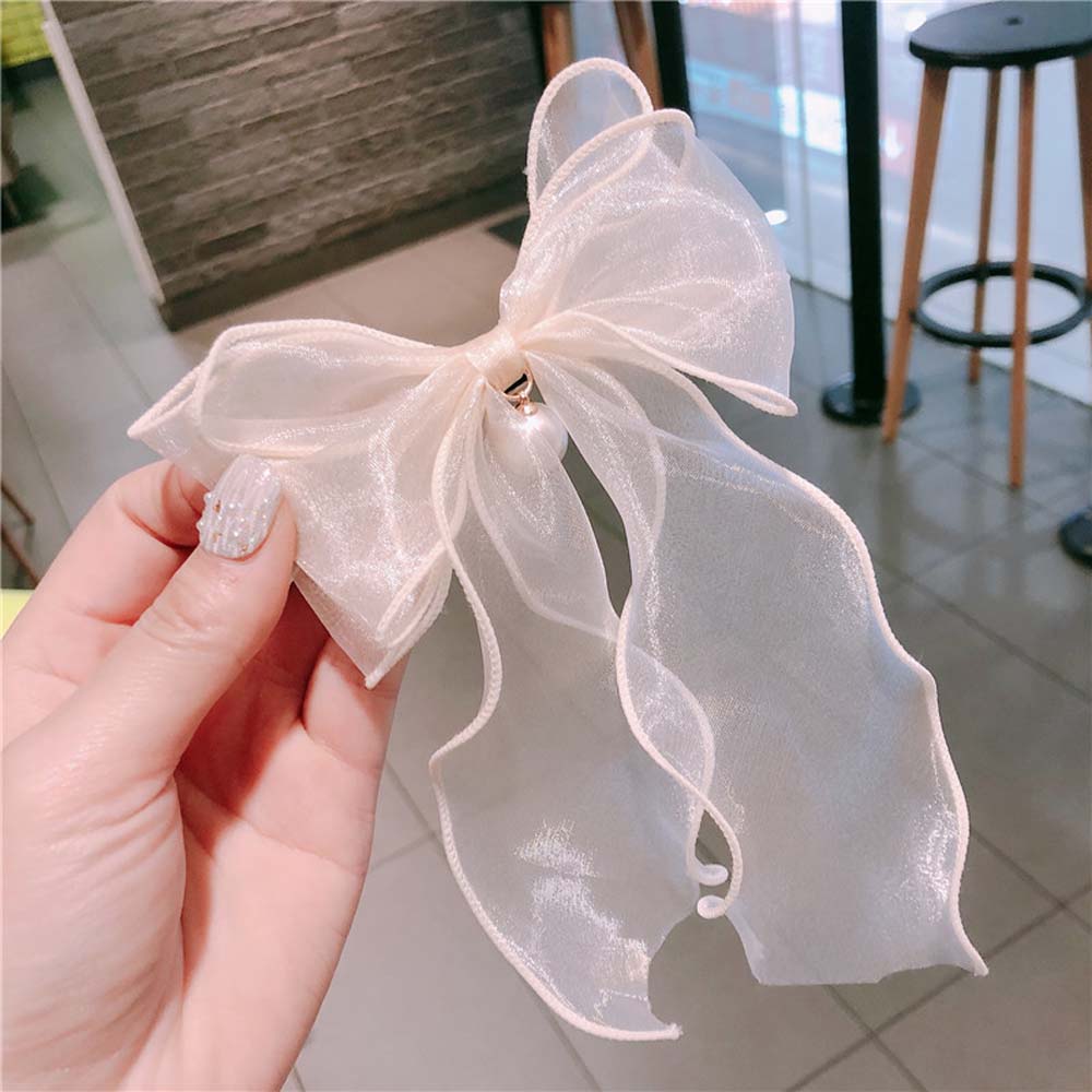 Kẹp Tóc Hình Nơ Đính Ngọc Trai Nữ Tính