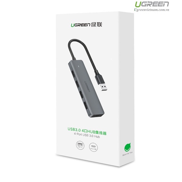 Hub chia 4 cổng USB 3.0 hỗ trợ cấp nguồn Micro USB chính hãng Ugreen 50985 cao cấp