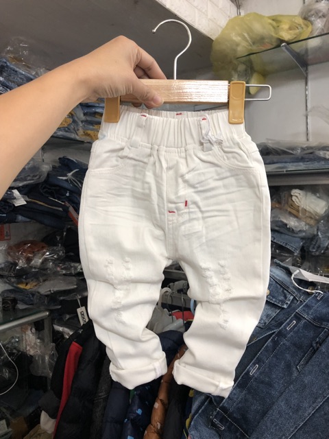 Quần kaki trắng rách SB cho bé trai / bé gái sz 10-22kg