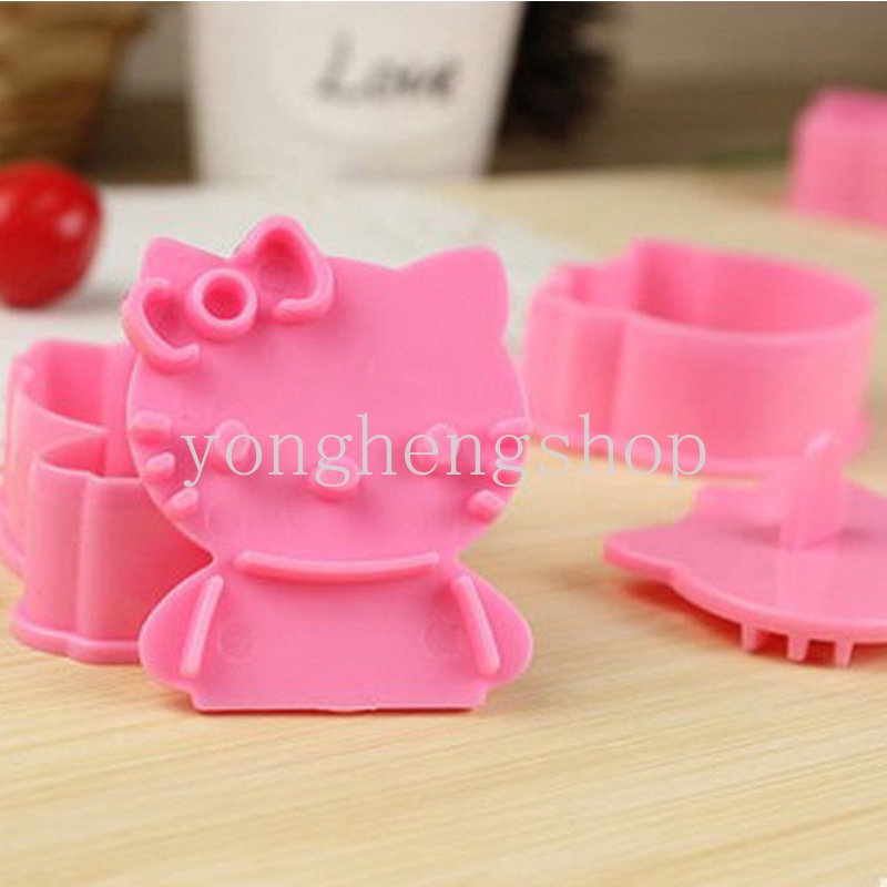 Set 2 Khuôn Cắt Bánh Quy Tạo Hình Thỏ Kitty 3D Dễ Thương