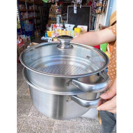 BỘ NỒI HẤP XỬNG SIZE 28CM NẮP KÍNH