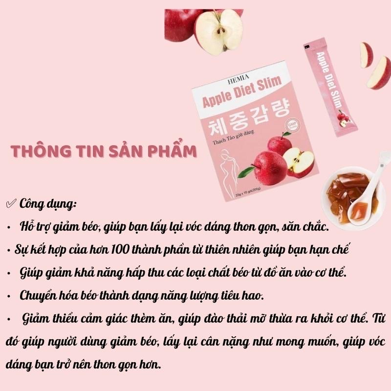 Thạch Táo Giảm Cân, Giữ Dáng Hemia Apple Diet Slim Hộp 10 Gói Hàn Quốc.