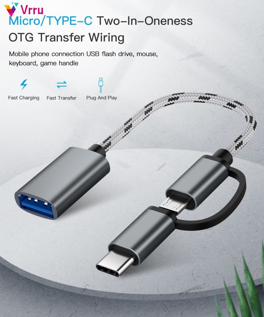 2 in 1  Type-C Micro USB To USB 3.0 Interface OTG Adapter Cable 『Vrru 』