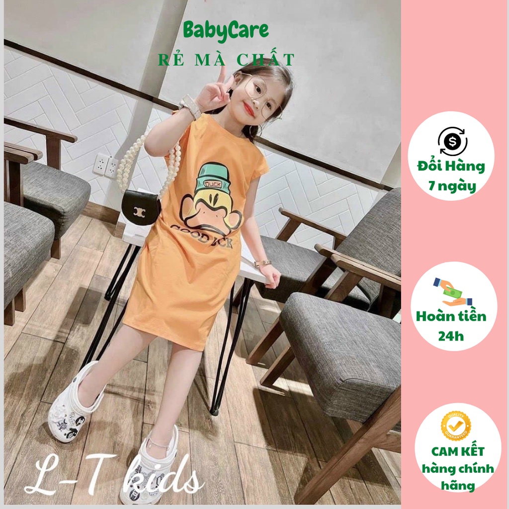 [Big size 20-40kg]Váy chữ A, dáng xuông xẻ gấu, hình in hoạt hình dễ thương cho bé gái 1- 10 tuổi (8-40kg)