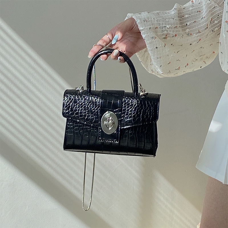 Túi Đeo Vai Dáng Vuông Nhỏ Vân Da Cá Sấu Thời Trang Cao Cấp Cho Nữ