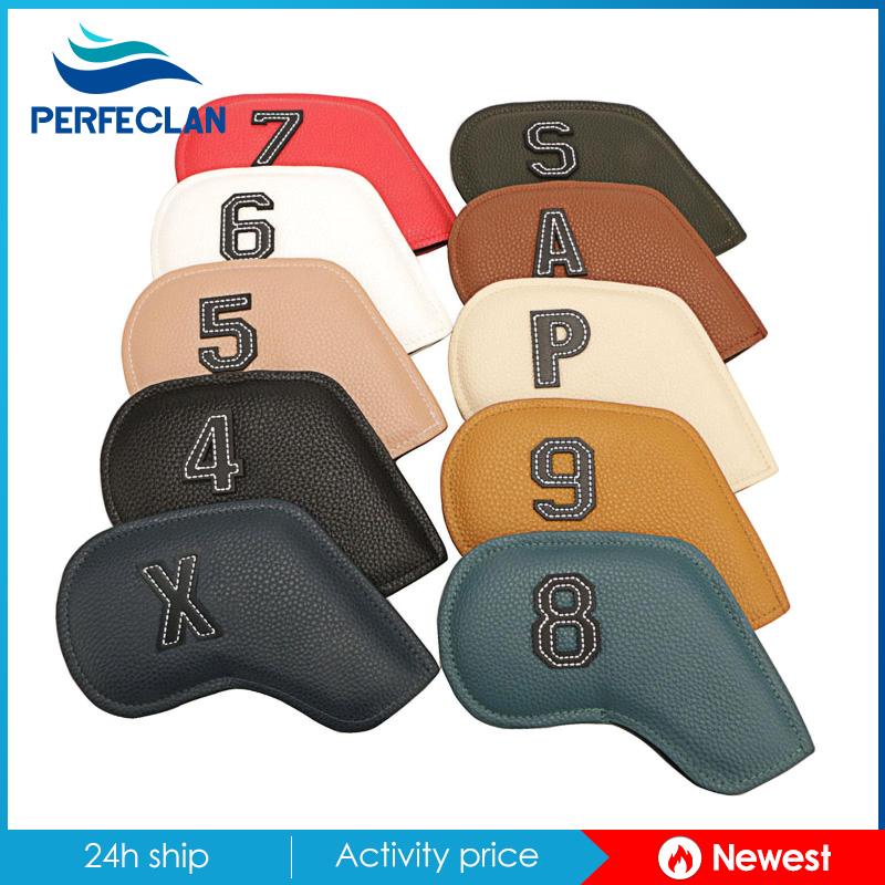 Set 10 Vỏ Bọc Bảo Vệ Đầu Gậy Đánh Golf 4-9,P ,S ,A ,X Club Bằng PU