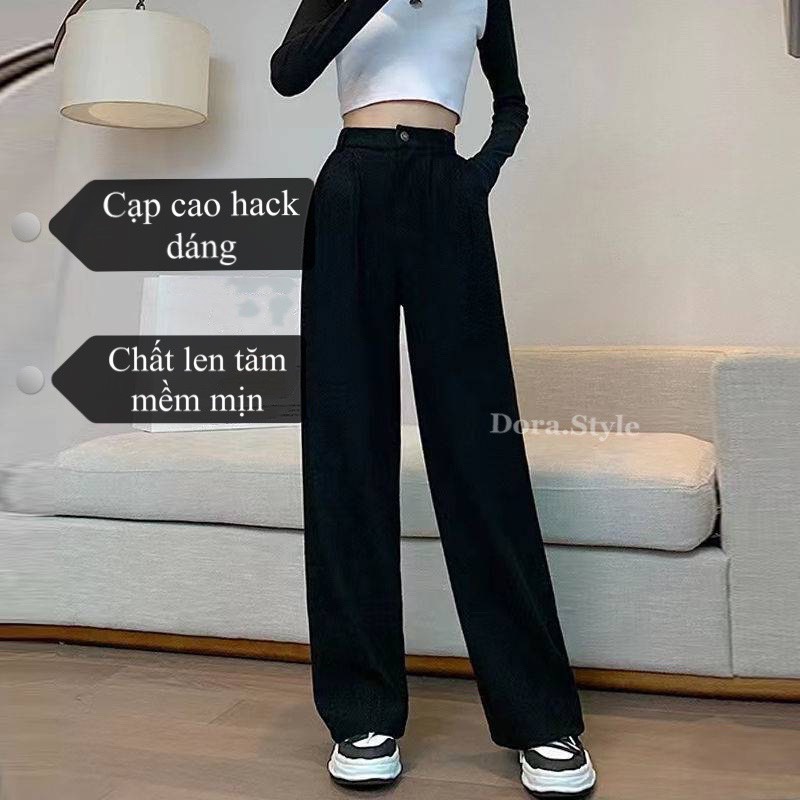 Quần ống suông nhung cúc khoá dài 90-92 cm ulzzang - quần nhung lưng cao đủ màu đủ size  M059