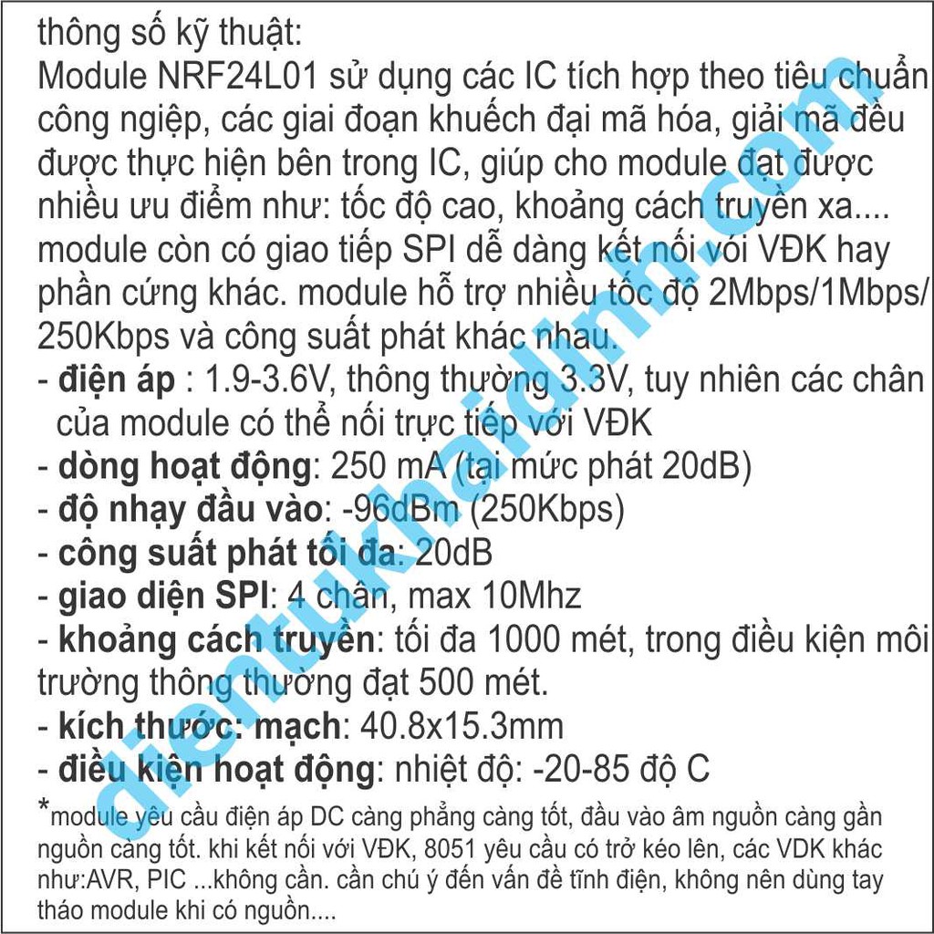 module RF NRF24L01+PA+LNA anten rời, 2.4Ghz, 1100 mét kde0463