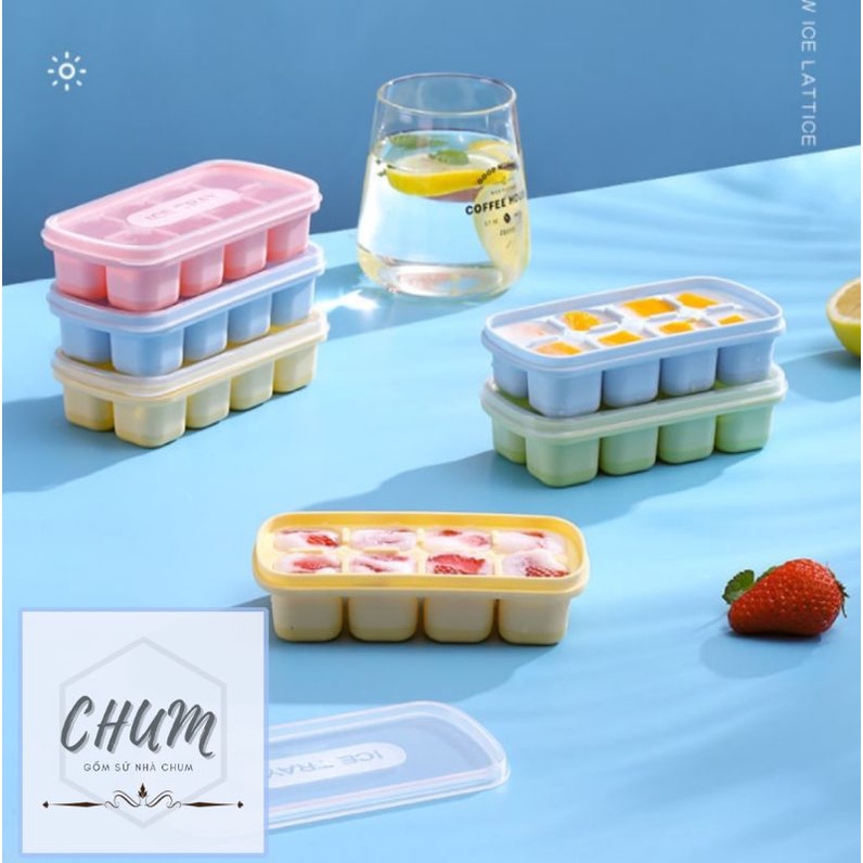 (Có nắp ) Khay đá, khay trữ đông đế silicon - BPA free - an toàn cho bé , tiện lợi cho gia đình