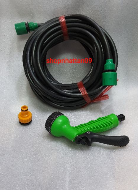 Bộ vòi xịt nước tưới cây, rửa xe 7 trong 1 kèm  10M - 5Mdây 8/11 - lắp ren 21mm