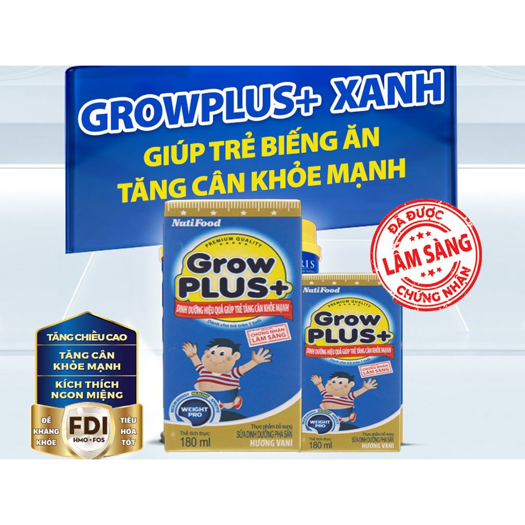 Sữa bột pha sẵn nutifood Growplus xanh 180ml