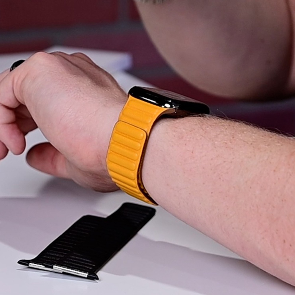 Dây Đeo Bằng Da Khóa Nam Châm Cho Đồng Hồ Thông Minh iWatch Series 2 3 4 5 6 7 SE 38mm 40mm 42mm 44mm Series 7 41mm 45mm