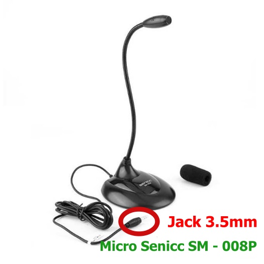 Micro Máy Tính Senicc SM- 008, Mic Laptop Thu Âm, Microphone SM - 008P - Jack 3.5mm - USB - Học Online - Họp Trực tuyến