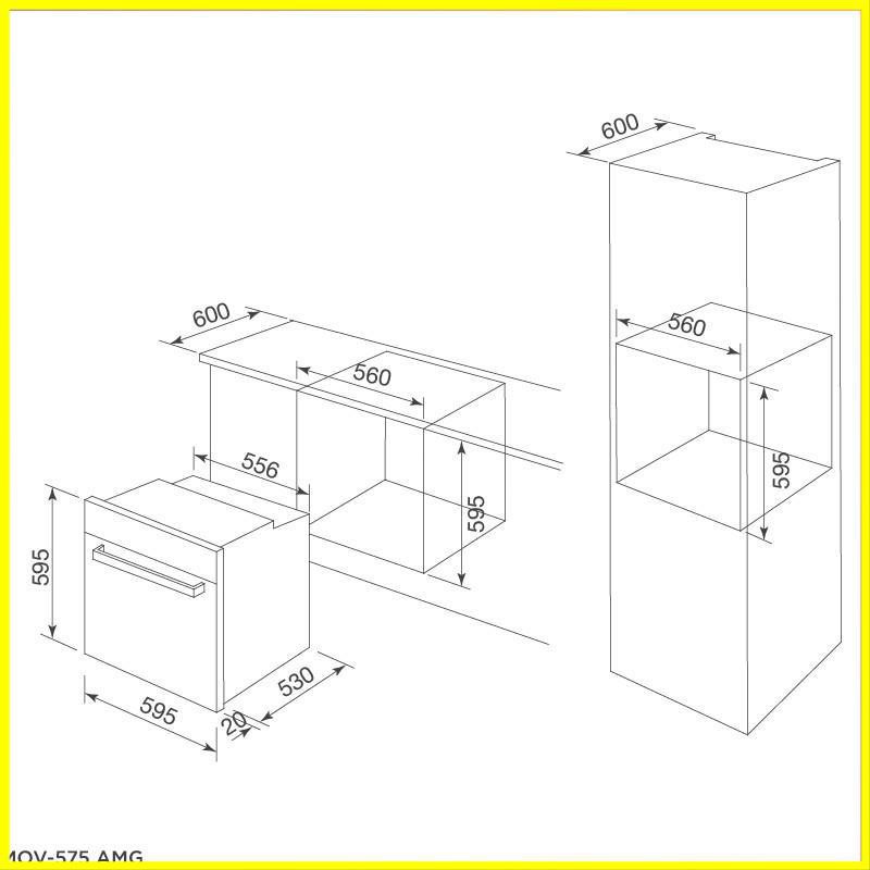 Lò nướng âm tủ Malloca  MOV - 575 AMG ,  Dung Tích 57 Lít nhập khẩu nguyên chiếc ( Cam Kết Chính Hãng )