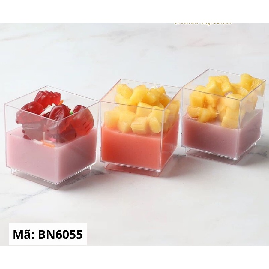 50c Ly tiramisu vuông LC-6055 đựng panna cotta , bánh mousse có nắp