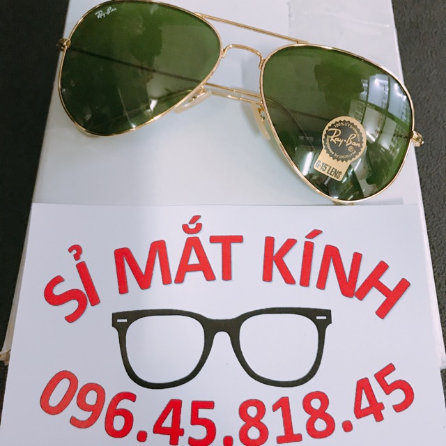 ❌SỈ ❌ Kính rayban thuỷ tinh 3026 - gọng vàng mắt xanh rêu