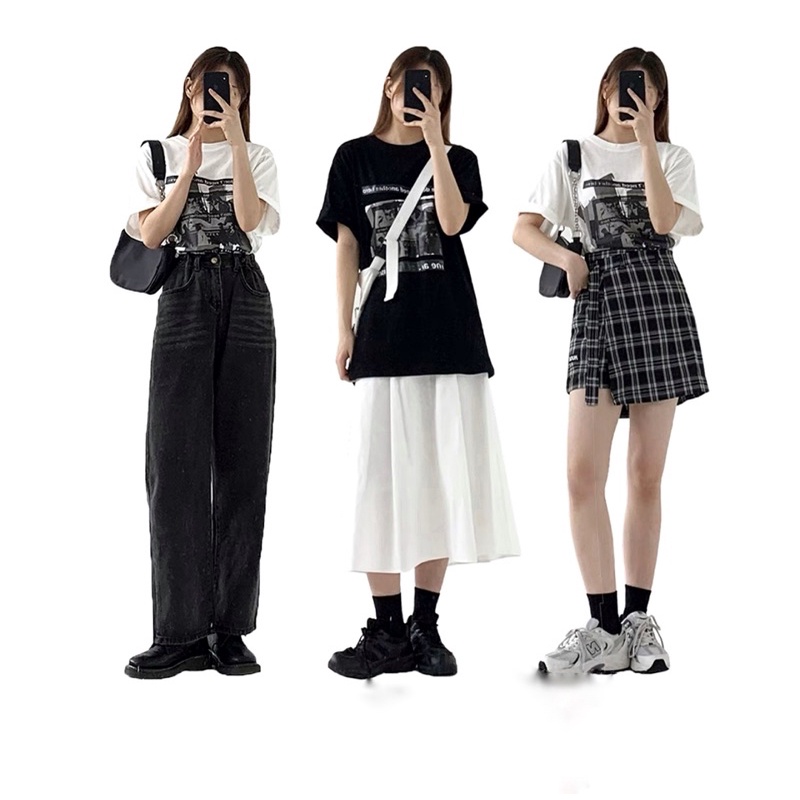 FEM TEE - TRẮNG/ĐEN
